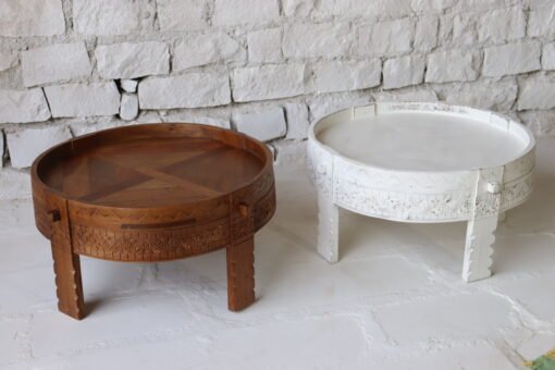 BROWN WOODEN GRINDER TABLE 80x80x30cm - Image 5