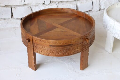 BROWN WOODEN GRINDER TABLE 80x80x30cm - Image 2