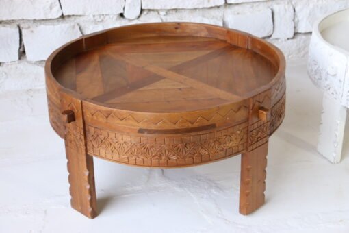 BROWN WOODEN GRINDER TABLE 80x80x30cm - Image 6