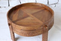 BROWN WOODEN GRINDER TABLE 80x80x30cm