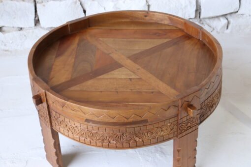 BROWN WOODEN GRINDER TABLE 80x80x30cm