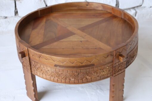 BROWN WOODEN GRINDER TABLE 80x80x30cm - Image 7