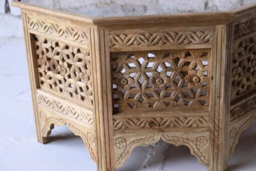 BROWN WOODEN COFFEE TABLE  ON GLASS TOP 90x90x50cm - Image 3