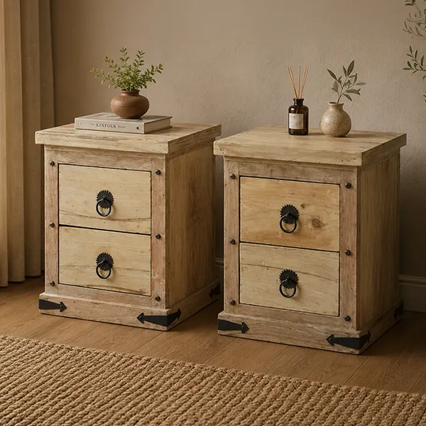 WOODEN BEDSIDE 56x46x72cm - Image 2