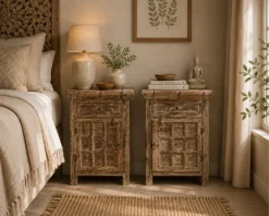 WOODEN BEDSIDE 51x33x72cm