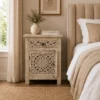Eternal Bedside Table | Solid Mango Wood (55x35x72cm) Bleach Finish