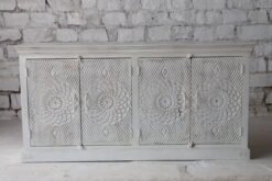 Eternal Earth Handcrafted White Wooden Sideboard Cabinet 180x40x90cm