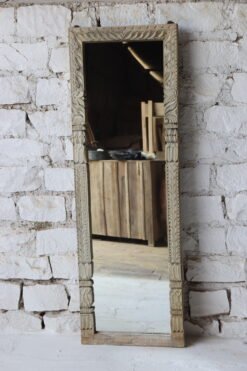 Rustic Reflection Handcrafted Wooden Mirror Frame 58x3x174cm