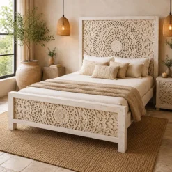 Majestic Dreams Handcrafted Solid Wood Poster Bed 160x200x180cm