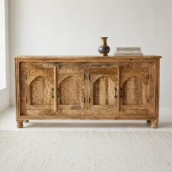Pure Essence Classic Natural Finish Wooden Sideboard 180x40x90cm