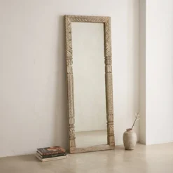 Rustic Reflection Handcrafted Wooden Mirror Frame 58x3x174cm