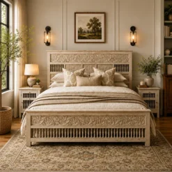 WOODEN BED KING SIZE 183X200X150cm