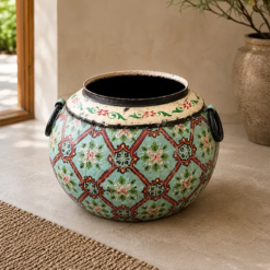 Iron & Hand-Painted Metal Planters