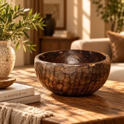 WOODEN BOWL 19x19x16cm