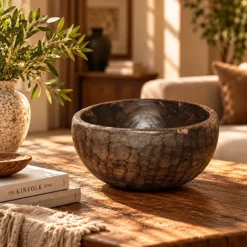 WOODEN BOWL 19x19x16cm