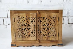 WOODEN SIDEBOARD WITH MARBLE TOP 100x45x73cm