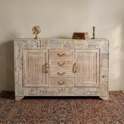CARVING 2 DOOR 4 DWR  SIDE BOARD 144x38x103cm