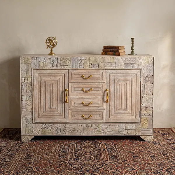 CARVING 2 DOOR 4 DWR SIDE BOARD 144x38x103cm