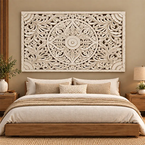 HANDCRAFTED CARVED WOODEN WALL PANNEL 160x2x180cm