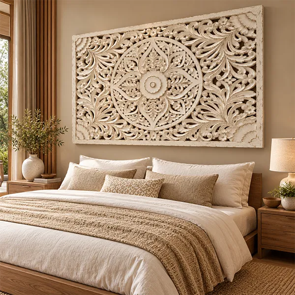 HANDCRAFTED CARVED WOODEN WALL PANNEL 160x2x180cm - Image 2
